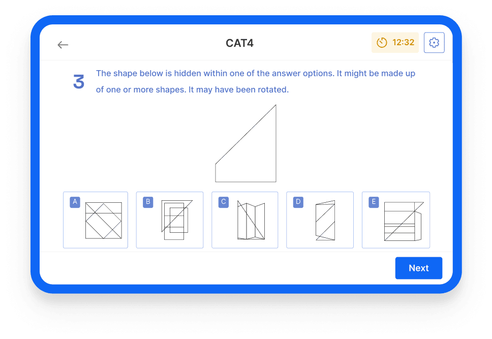 A CAT4 non-verbal reasoning question on Atom Home