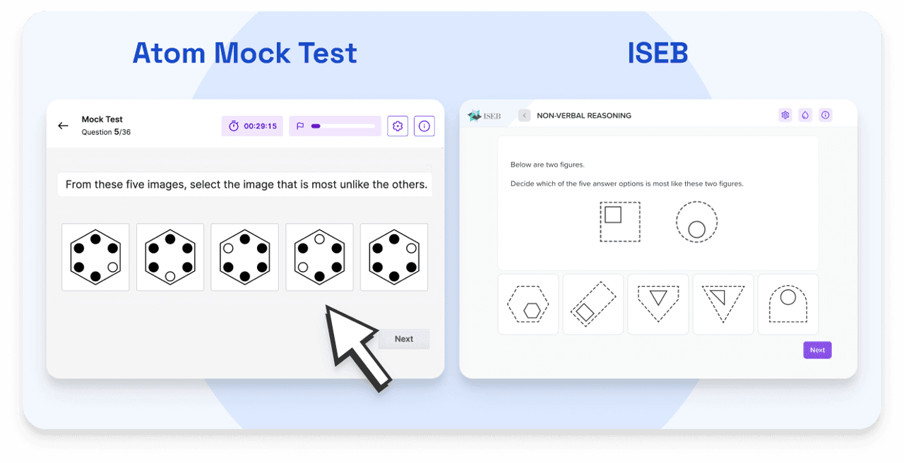 Atom mock tests match the format of the real thing