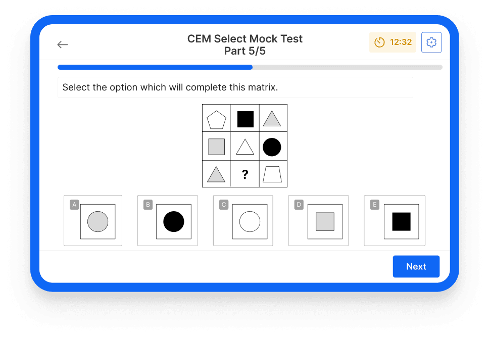 CEM Select mock test on Atom Home