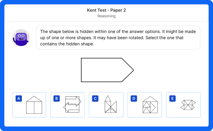A Kent Test reasoning mock test question on Atom home